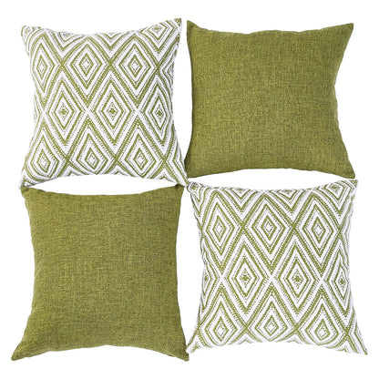 HPUK Decorative Throw Pillow Covers Set of 4 Square Couch Pillows Linen Cushion Cover for Couch Sofa Living Room, 18"x18" inches, Blue