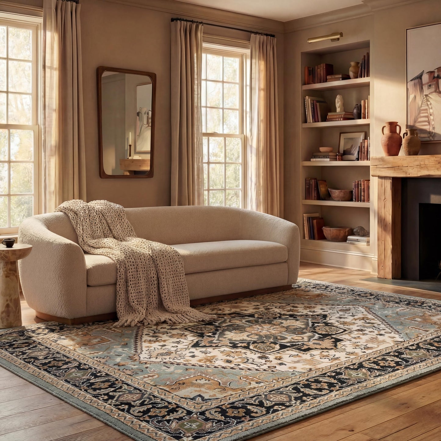 SAFAVIEH Area Rug 10x14 - Heritage Collection - Large - Grey & Green, Handmade Wool, Traditional Oriental Medallion Design, Ideal for Living Room, Bedroom, Dining Space (HG625W)