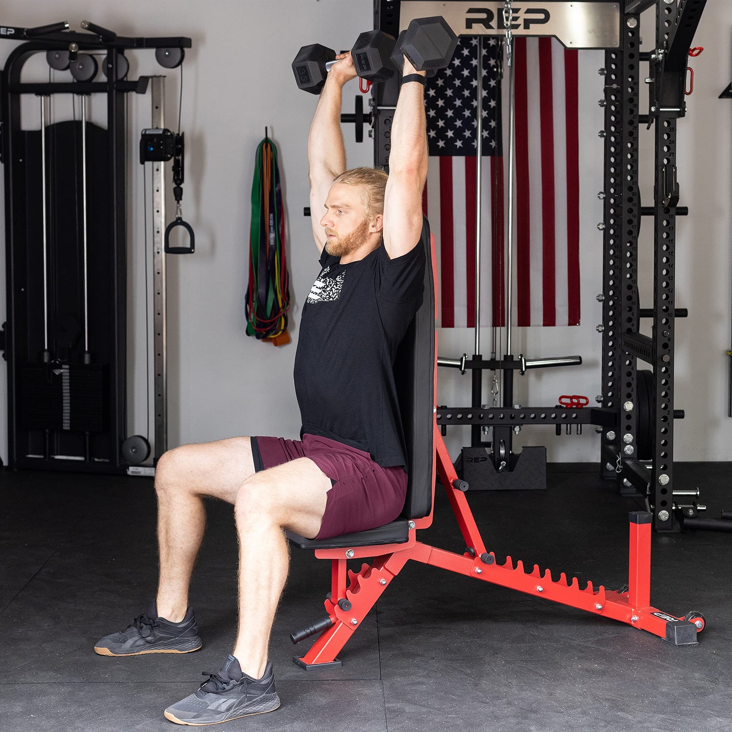 REP AB-3100 Adjustable Weight Bench | Matte Black FID Design | Foldable Fitness Platform for Home Gym | Flat Incline Decline Workout and Strength Training Bench