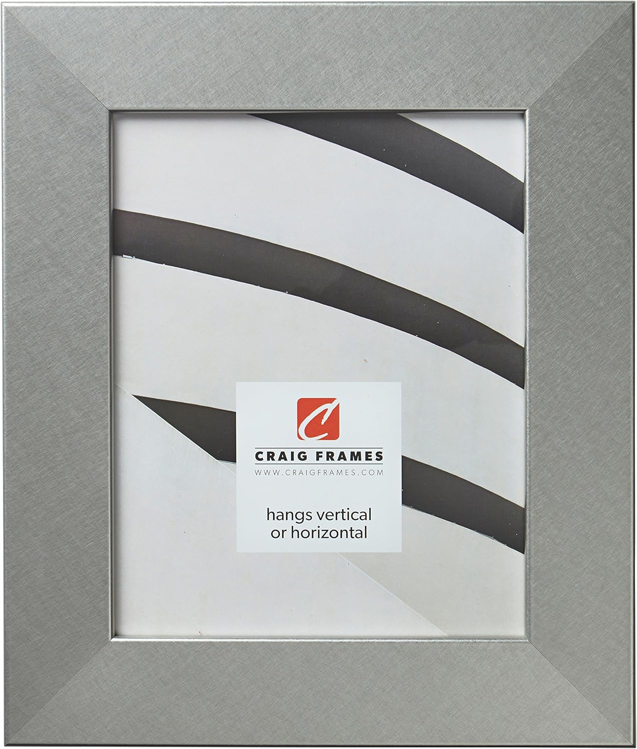 Craig Frames Bauhaus 200 Picture Frame, 10 x 12 Inch, Brushed Silver
