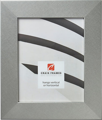 Craig Frames Bauhaus 200 Picture Frame, 10 x 12 Inch, Brushed Silver