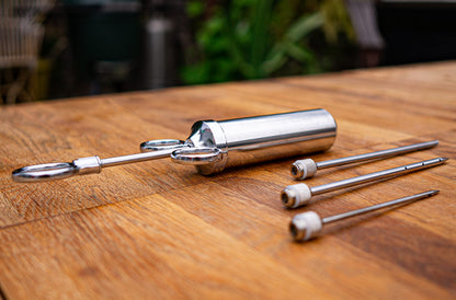 BBQ Dragon Meat Syringe Injector Kit - Stainless Steel Marinade Injector for Smoking Turkey & Brisket - Food Injector with 3 Needles for Liquid & Chunky Marinades - Flavor Injector for Meat & Poultry