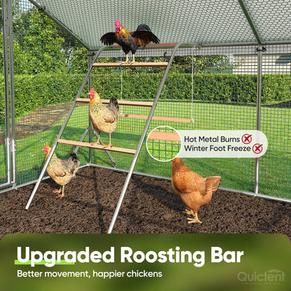 Quictent Advanced Series 12x9 ft Metal Chicken Coop Run with Climbing Ladder, Large Walk-in Outdoor Poultry Cage Heavy Duty Predator Proof Hen Duck Rabbit Farm Pen House, Waterproof Anti-UV Cover