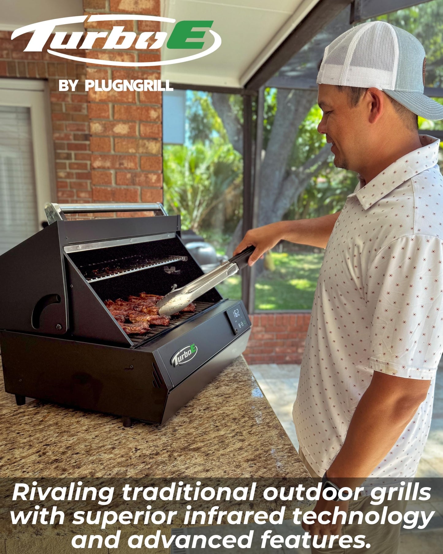 PlugNGrill Turbo E XL Electric Grill, 1700W Infrared, Warming Rack and Probe, Apartment Friendly