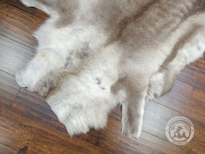 Sunshine Cowhides 100% Genuine Nordic Reindeer Hide Rug - Greyish Animal Skin Rugs for Bedroom, Living Room, Office, & Bathroom, Premium Décor for Aesthetic Living - XL (3-4 x 4-5.5 ft)