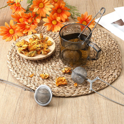 HANLANXUE 36 Pcs Loose Leaf Tea Infuser Stainless Steel Mesh Snap Tea Strainers Tea Infuser with Handle Fine Mesh Tea Ball Filter Tea Diffusers Steeper for Loose Leaf Tea, Seasonings