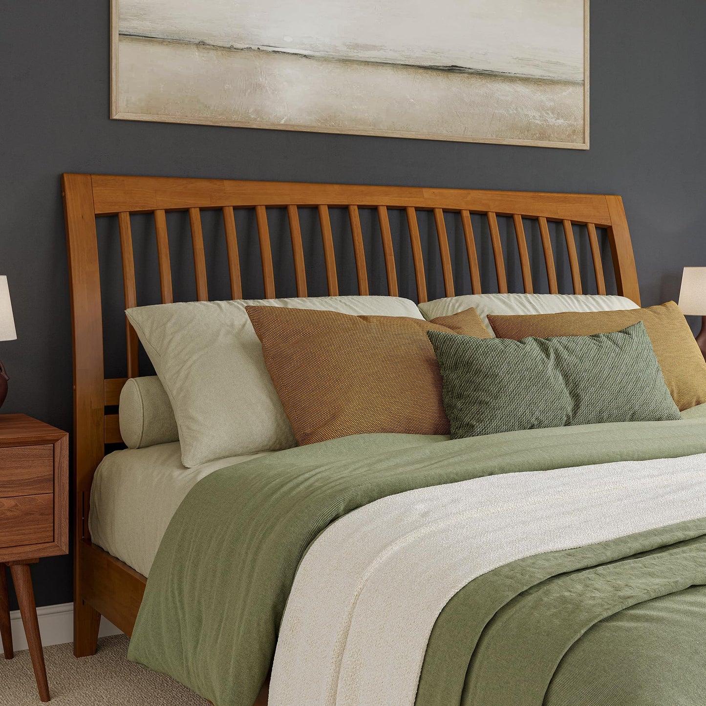 AFI, Orleans King Sleigh Solid Wood Slat Headboard, Light Toffee