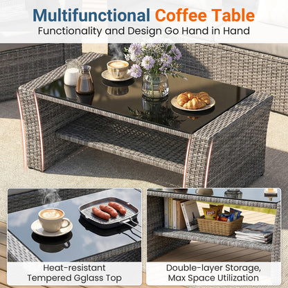 Wisteria Lane Patio Furniture Set, Wicker Outside Outdoor Furniture for All Weather, Patio Sofa with High Backrest Support and Wide Armrest for Backyard, Balcony, Deck, Porch, Light Gray