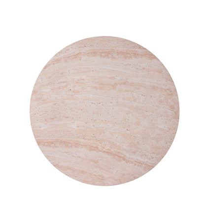 Christopher Knight Home Helen 27.5" Round Coffee Table, MGO Side Table for Patio Furniture Set, Modern Accent Table for Both Indoor and Outdoor Use, End Table for Patio/Deck/Garden, Travertine
