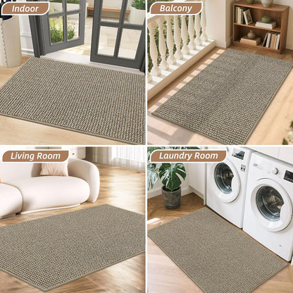 BEQHAUSE Dirt Trapper Door Mat - Non-Slip, Washable, Absorbent | 36" x 60" Light Beige Entrance Mat