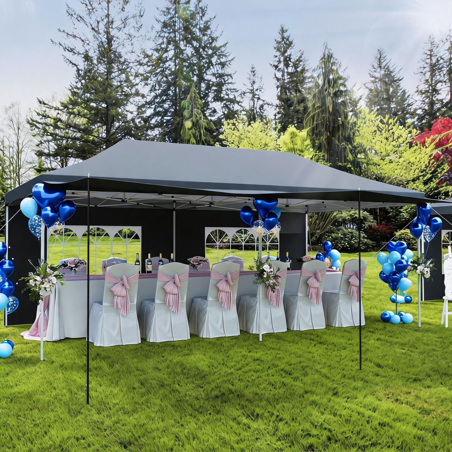 10x20 Pop Up Canopy Party Tent with 6 Removable Sidewalls, Waterproof Outdoor Large Gazebo Shelter with Adjustable Height for Backyard, BBQ, Wedding Events