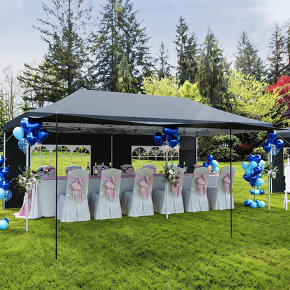 10x20 Pop Up Canopy Party Tent with 6 Removable Sidewalls, Waterproof Outdoor Large Gazebo Shelter with Adjustable Height for Backyard, BBQ, Wedding Events