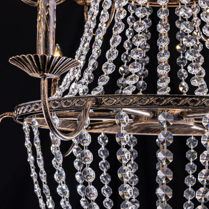 TOCHIC 40'' Long Large Crystal Chandeliers for High Ceilings, 2-Tier Modern Farmhouse Empire Staircase Chandelier 12 Lights Vintage Foyer Chandelier Luxury Crystal Light Fixture for Entryway Hallway