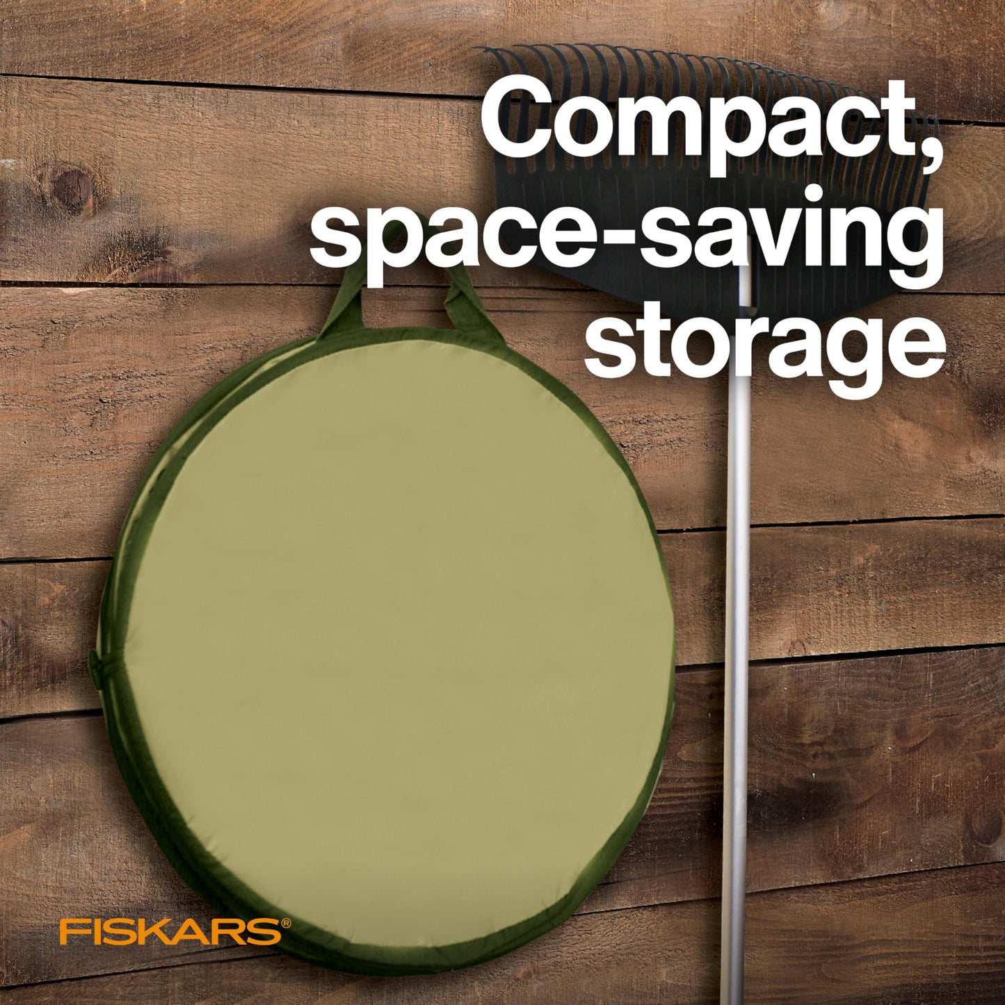 Fiskars Kangaroo Collapsible Spring Up Garden Bag for Yard Waste, Grass, Branches & Weeds, Tear & Mildew Resistant Vinyl-Coated Polyester, Folds Flat to 3 Inches for Space-Saving Storage, 30 Gallon