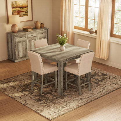 Farati Counter Height Dining Table Set for 4,Farmhouse Dining Table Set for 4,Square Bar Kitchen Dining Table with 4 Bar Stools,High Dining Table and Chairs for Dining Room, Kitchen