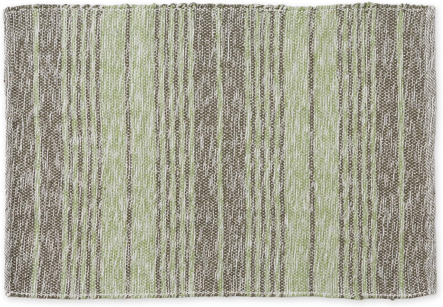 DII Woven Rag Rug Collection, Recycled Yarn Variegated Rustic Stripe, 2x3', Artichoke
