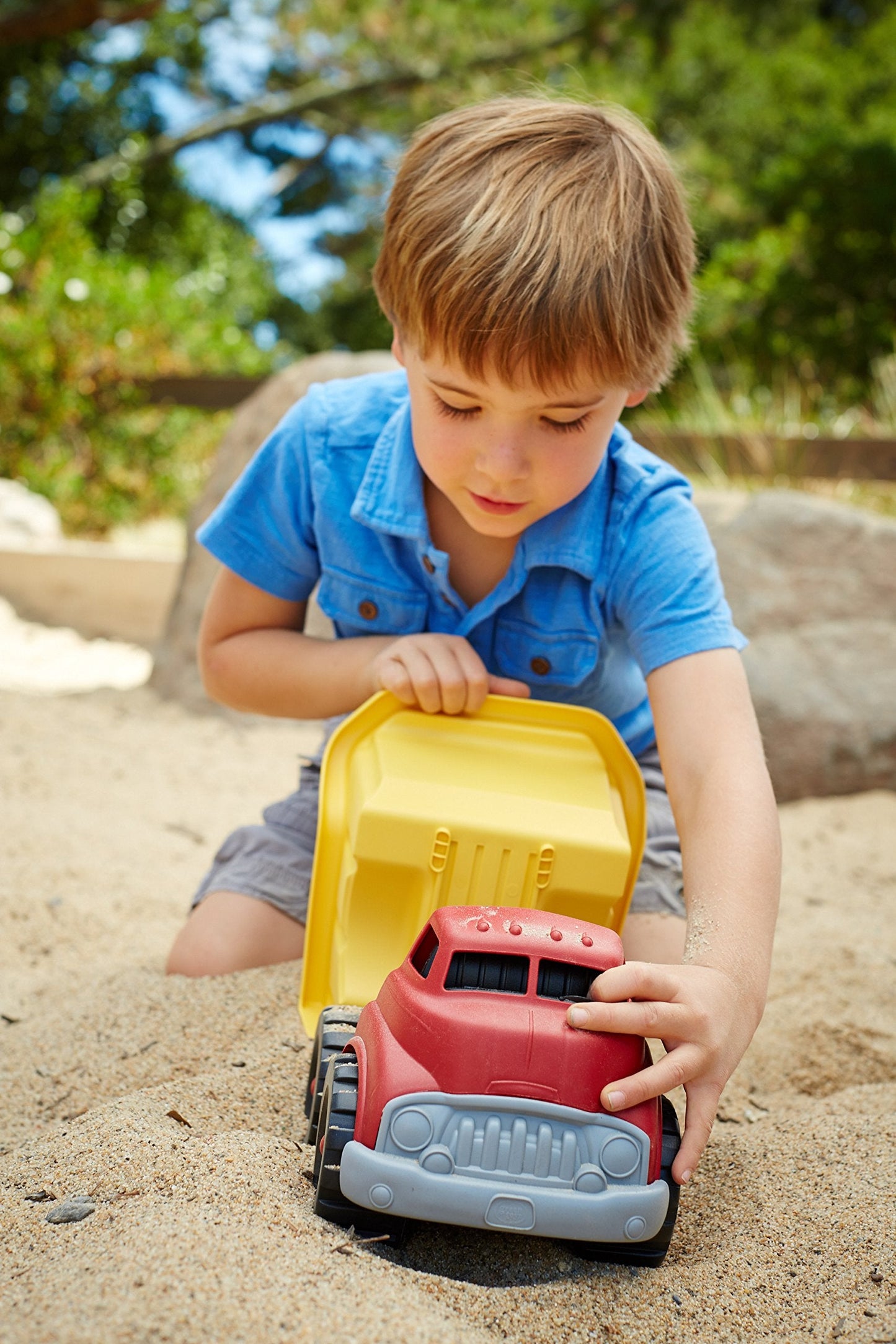 Green Toys Dump Truck in Yellow and Red - BPA Free, Phthalates Free Toys for Gross/Fine Motor Skill Development. Pretend Play , Red/Yellow