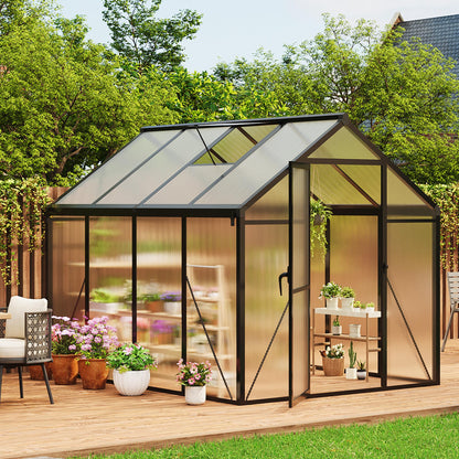 IDEALHOUSE 6×8 FT Greenhouse, Large Walk in Greenhouses for Outdoors and Garden Planting, Polycarbonate Greenhouse with Enhanced Aluminum Frame, Green Houses with Quick Setup Structure and Roof Vent