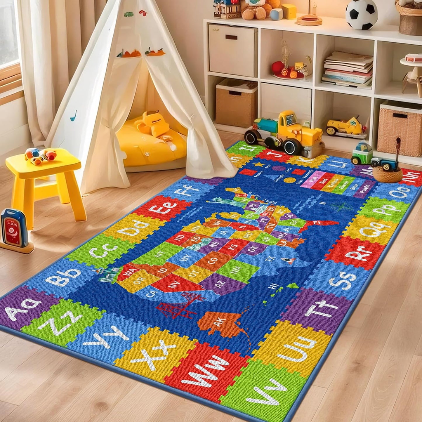 32"x60" BEQHUASE Kids Rugs, ABC Play Mats Educational Learning Carpet, Non Slip Washable Nursery Rug Alphabet Floor Mat