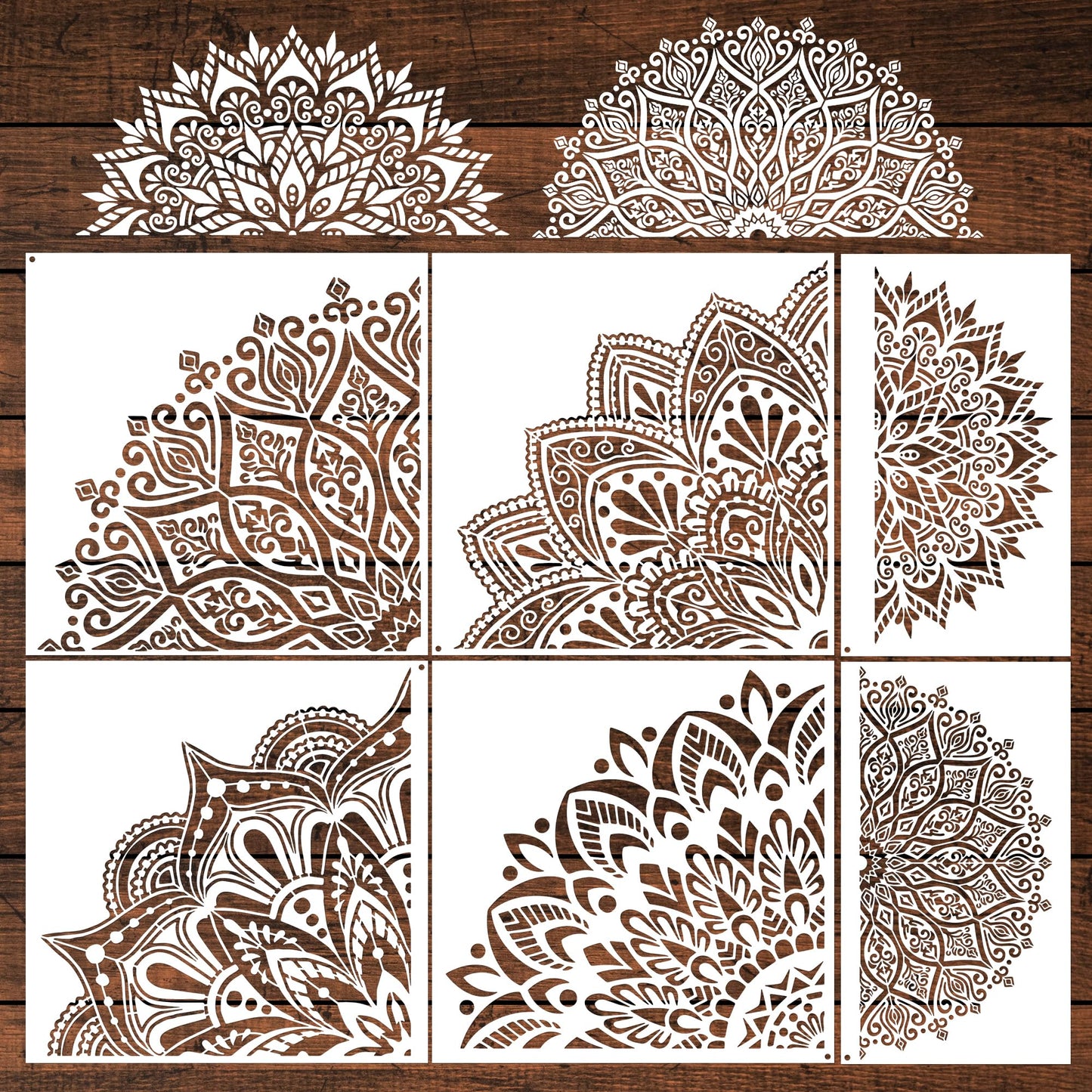 Sistink Large Mandala Stencils for Painting - Folk Rangoli Mandala Large Stencils for Painting on Wall Furniture Decor