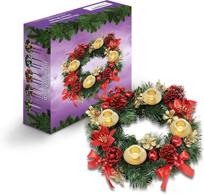 Regine Switzerland Christmas Advent Wreath - Red Berry Centerpiece Decor with Advent Candles