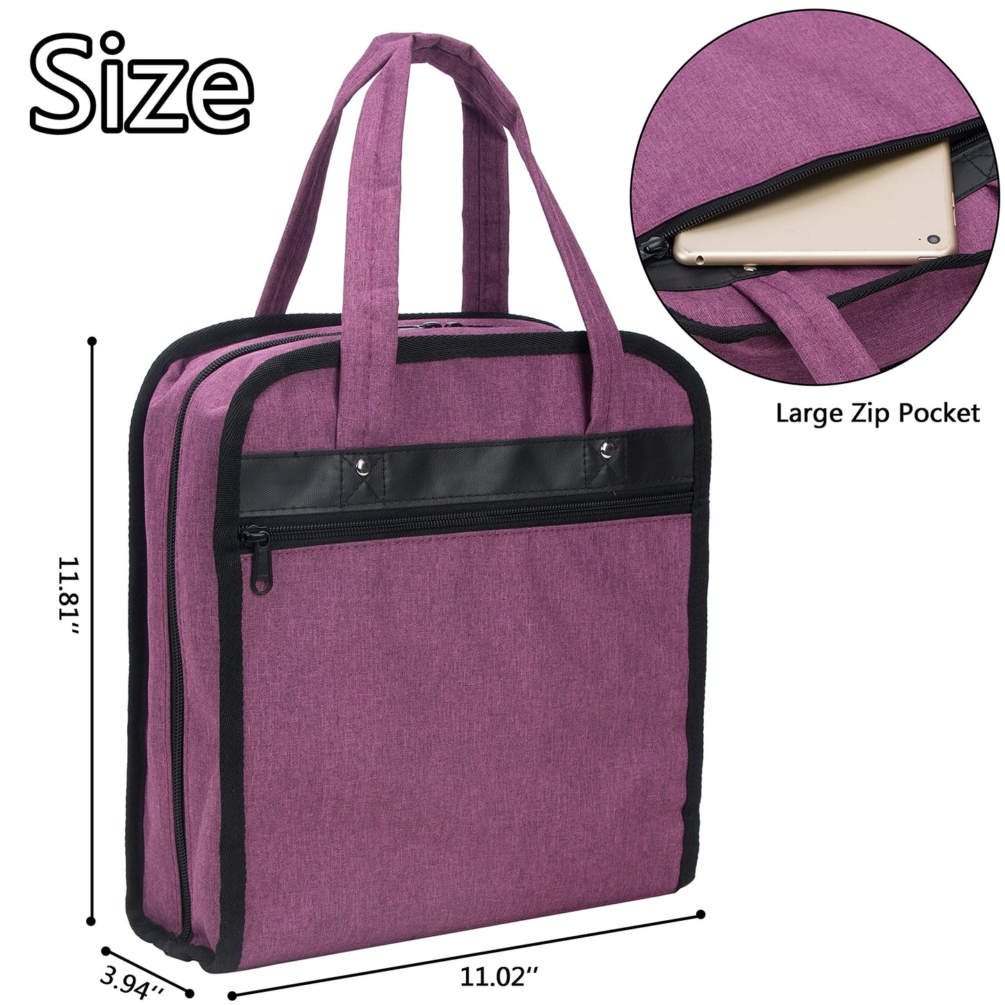PACMAXI Sewing Accessories Storage Bag, Knitting, Craft Tools and Accessories Organizer, Roomy Carrying Bag for Sewing Tools and Accessories(Purple)