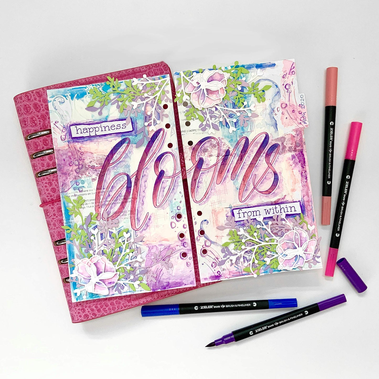 Zieler Fineliner Pens & Watercolour Brush Pens (Duo Tip, Set of 24) Ideal for Colouring, Drawing & Hand Lettering - 48 nibs - Vibrant Colours - Washable, Water-Based Ink