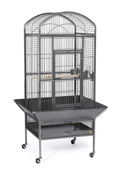 Prevue Pet Products Dometop Bird Cage - for Parrots, Conures, Caiques, Small Cockatoos, Big Bird Cage with Wheels, Indoor or Outdoor - Large, Black Hammertone