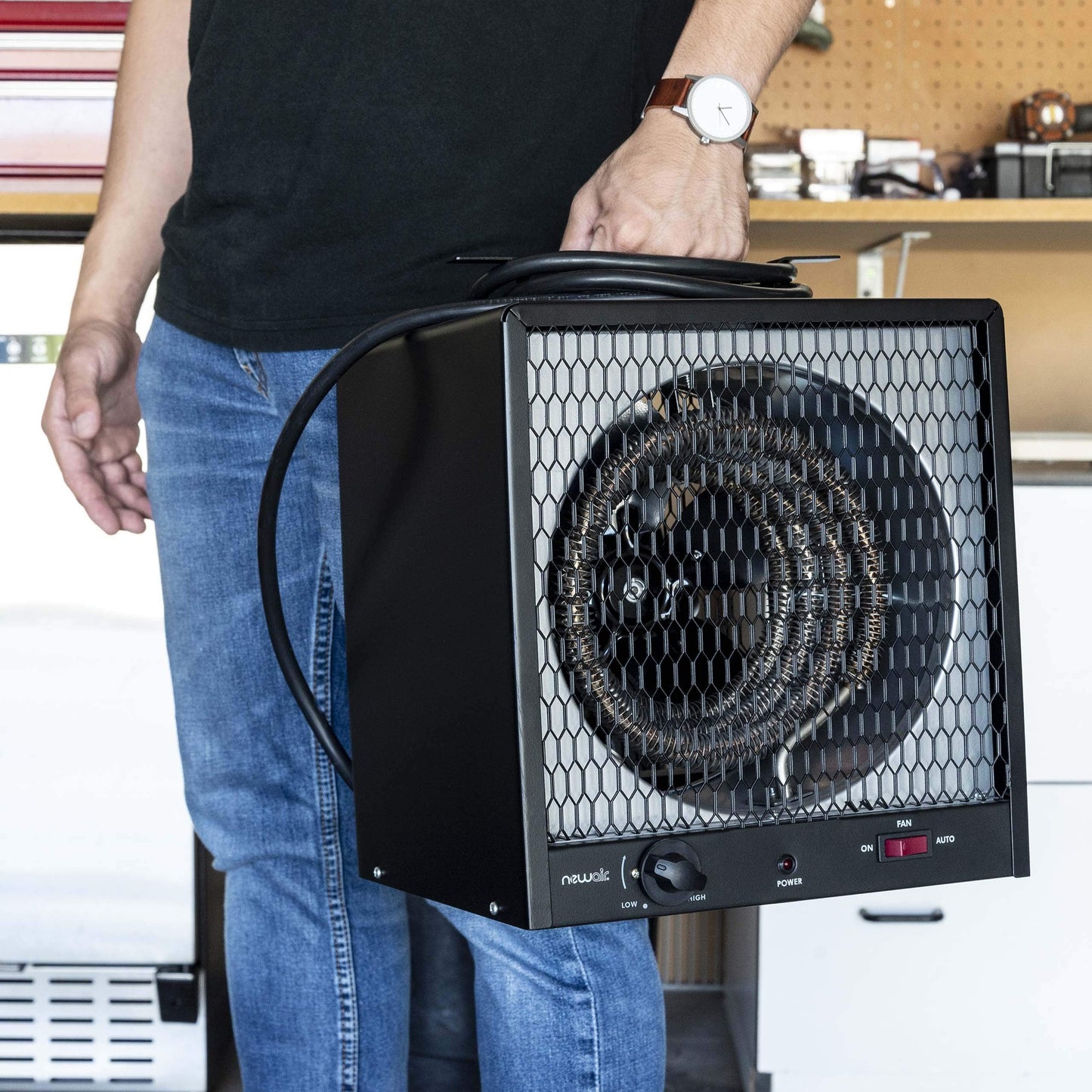 Newair 5600W Portable Electric Garage Heater - Heats Up to 600 sq. ft. with 6-Foot Cord Wrap and Carrying Handle, Space Heater Ideal for Garage, Bedroom, Dorm, and Office
