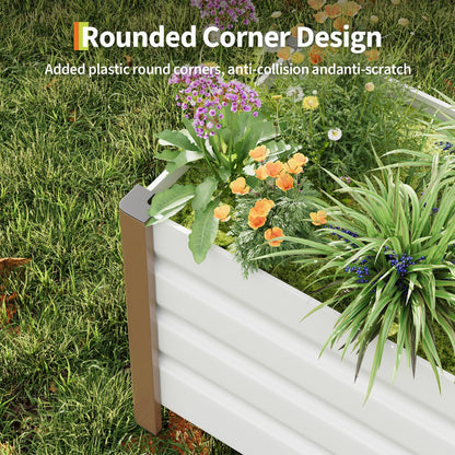 JoanKaren 2 Pack Aluminum Raised Garden Bed with Legs, 24x16x18 in Outdoor Metal Elevated Planter Box with Drainage Holes for Garden, Patio, Balcony, Backyard Vegetable & Flower Planting, White
