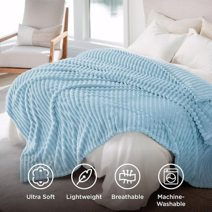 Bedsure GentleSoft Blue Full Blanket - Cozy Fleece Throw for Women | Light Blue, 84x90 Inches