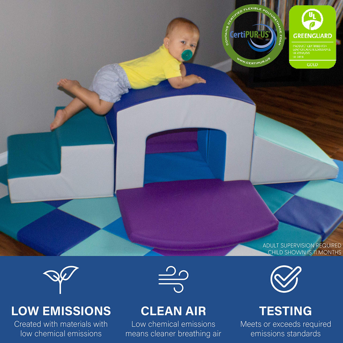 Factory Direct Partners 12825-CTPU SoftScape Playtime Grow-n-Learn Tunnel Climber Plus Pads for Toddlers and Kids (3-Piece) - Contemporary/Purple, 12825-CTPU