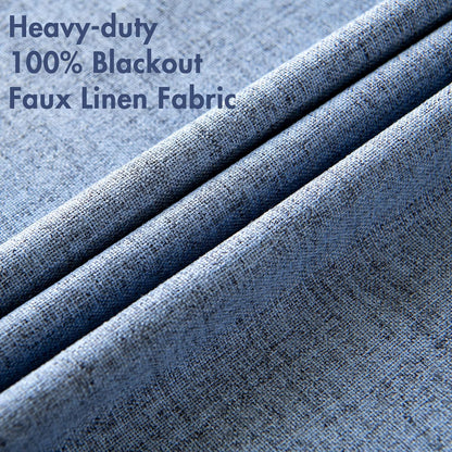 MIULEE Blackout Curtains - 100% Thermal Insulated Linen Texture - Stone Blue | 52x63 Inch (2 Panels)