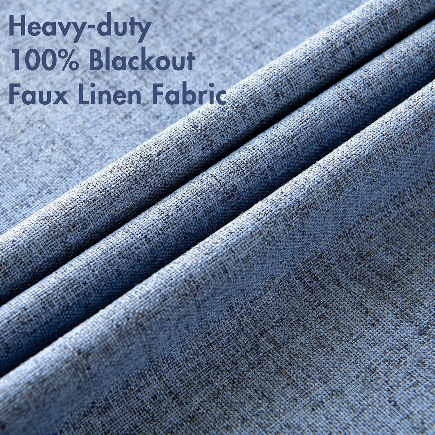 MIULEE Blackout Curtains - 100% Thermal Insulated Linen Texture - Stone Blue, 52x120 Inch (2 Panels)