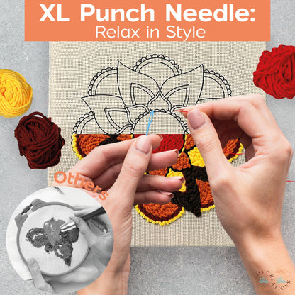 Lili Creations Complete Punch Needle Kit for Beginners & Adults – DIY Embroidery Punch Stitching Kit with Yarn, Canvas, and Tools – Perfect for Relaxation, Home Décor, Art, & Holiday Crafts