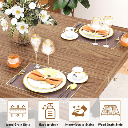 71" Farmhouse Dining Table for 4,6,8 People,Wooden Rustic Kitchen Table W/Thickness Waterproof Wood Tabletop,Rectangular Long Brown Dinner Table for Home Office,Dining Room,Living Room Furniture