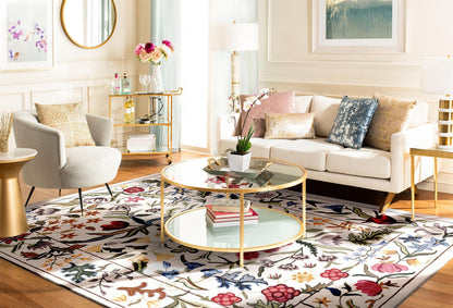 SAFAVIEH Chelsea Collection Area Rug - 9' x 12', Ivory & Green, Handmade French Country Wool, Floral Design, Ideal for Living Room, Bedroom, Dining Room (HK335A-9)