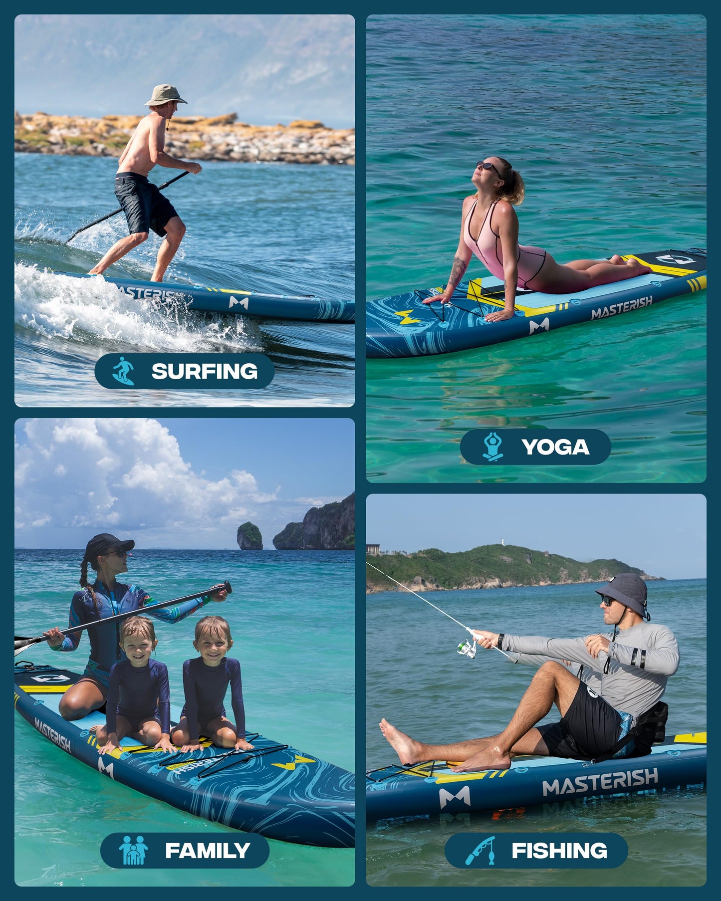MASTERISH Extra Wide Inflatable Paddle Board 11’6 x 35’’ x 6’’, 450 LB High Weight Capacity SUP, Wide Stable Stand Up Paddle Board for Heavy People, Family & 2/3 Person, XL All-Around Paddleboard