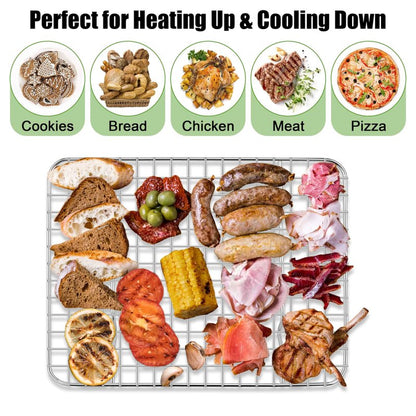 Homikit 2 Pack Cooling Rack Set, 12" x 9" Stainless Steel Baking Rack for Bacon Bread Pizza, Metal Wire Oven Racks for Cooking Roasting Fit Quarter Sheet Pan, Rust Free & Dishwasher Safe