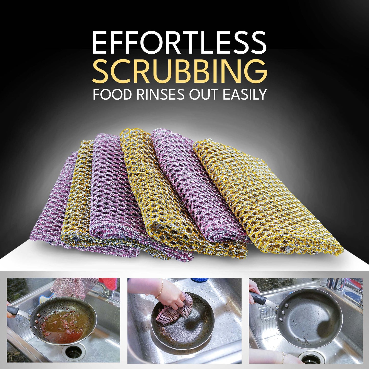 The Crown Choice Heavy Duty Non-Scratch Dish Scrubbers for Cleaning Dishes & Pots (6Pcs) - Replace Kitchen Sponges for Dishwashing with Our Scouring Pads - Try Our Alternative Dish Washing Scrub