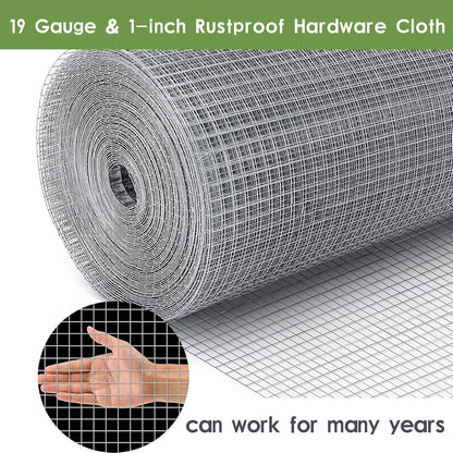 TONGMO 24" 50' 1inch 19 x Hardware Cloth, Mesh Galvanized Chicken Wire Fence, Gauge Welded Wire Roll,Garden Fence