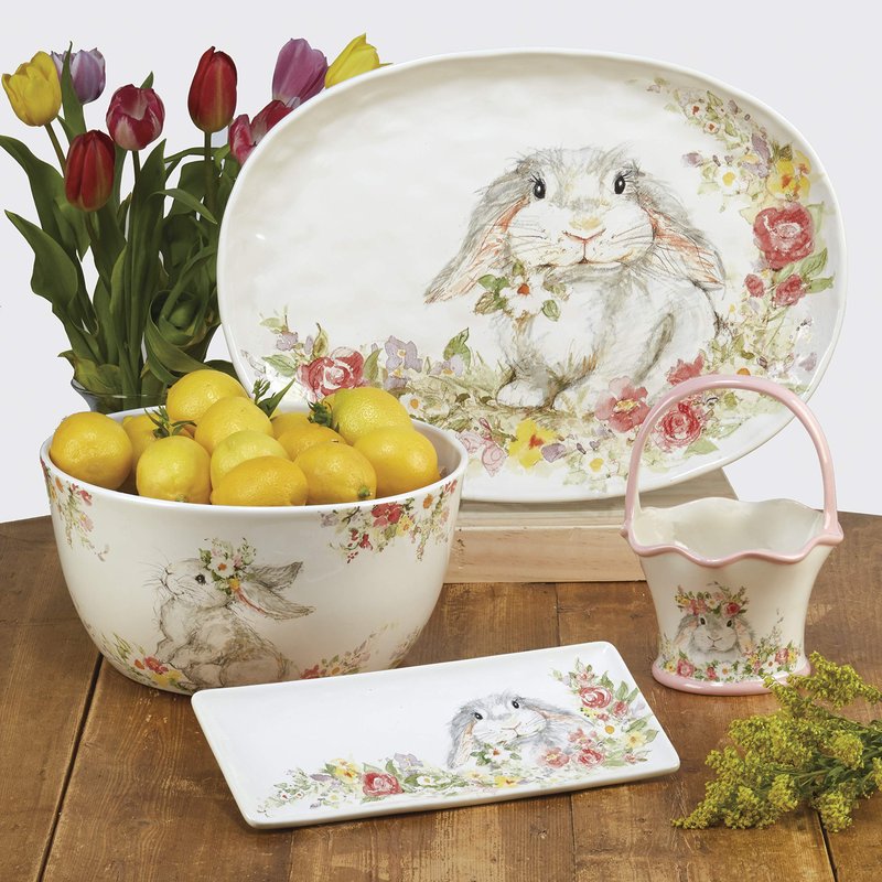 Sweet Bunny 3D BUNNY COOKIE JAR, 8 Inch Hand-Painted Ceramic Canister, Easter Bunny Kitchen Decor, Spring Countertop Storage for Cookies, Treats, and Sweets