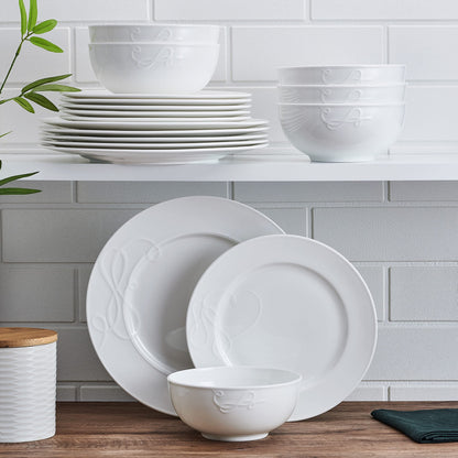 Mikasa Love Story White Chip Resistant 18 Piece Dinnerware Set, Service for 6