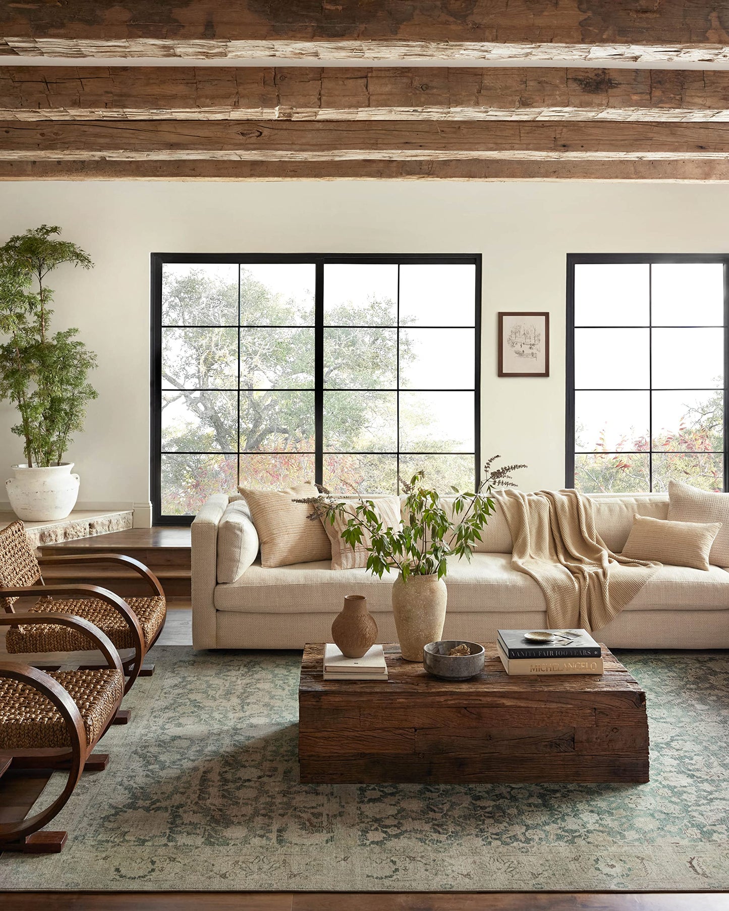 Loloi Magnolia Home by Joanna Gaines Sinclair Collection SIN-05 Jade/Sand 8'-6" x 11'-6", .25" Pile Height, Machine Washable, Area Rug