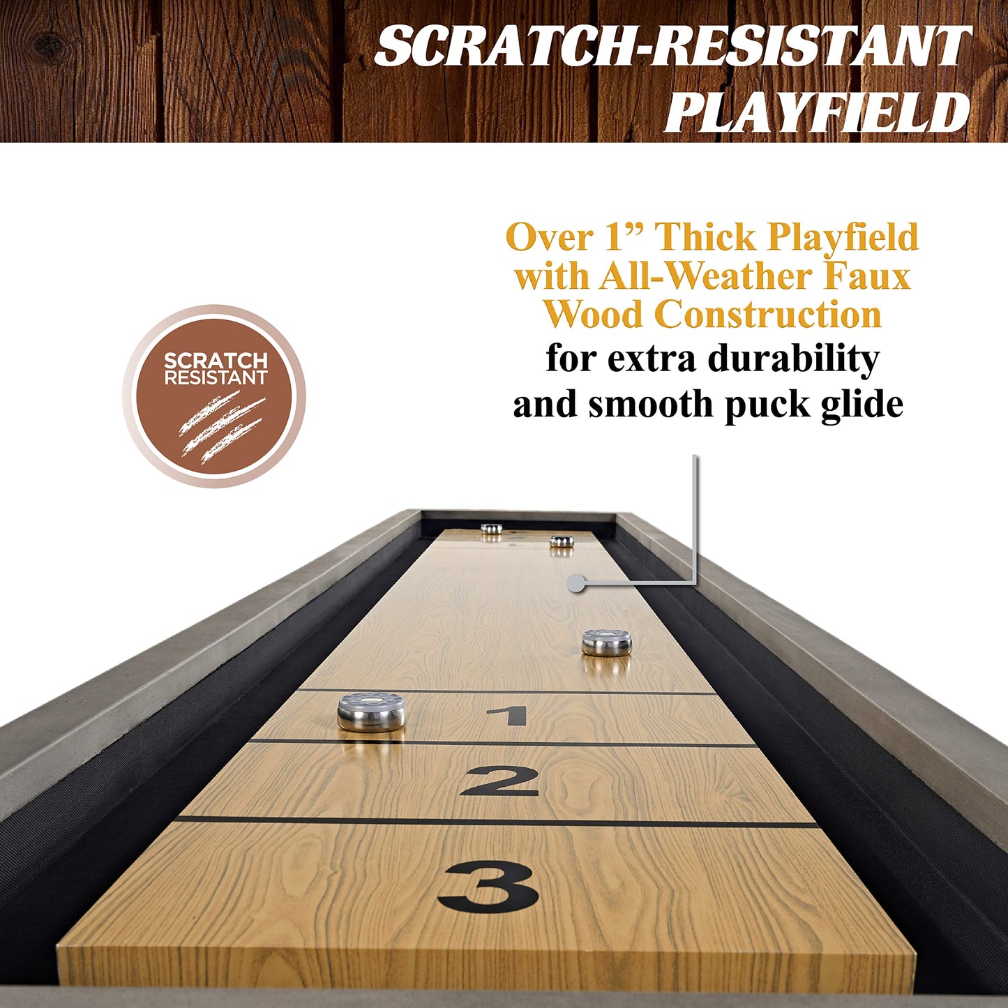 Barrington Billiards 11' Aurora Outdoor Shuffleboard Table with Scratch-Resistant Playfield and 8 Puck Set
