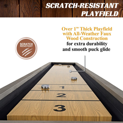 Barrington Billiards 11' Aurora Outdoor Shuffleboard Table with Scratch-Resistant Playfield and 8 Puck Set