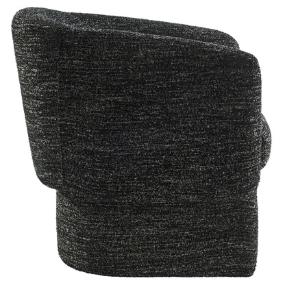 Modway Muse Comfy Barrel Accent Chair in Charcoal Boucle Fabric Cozy Round Reading Armchair – Upholstered Living Room Chair with Curved Back
