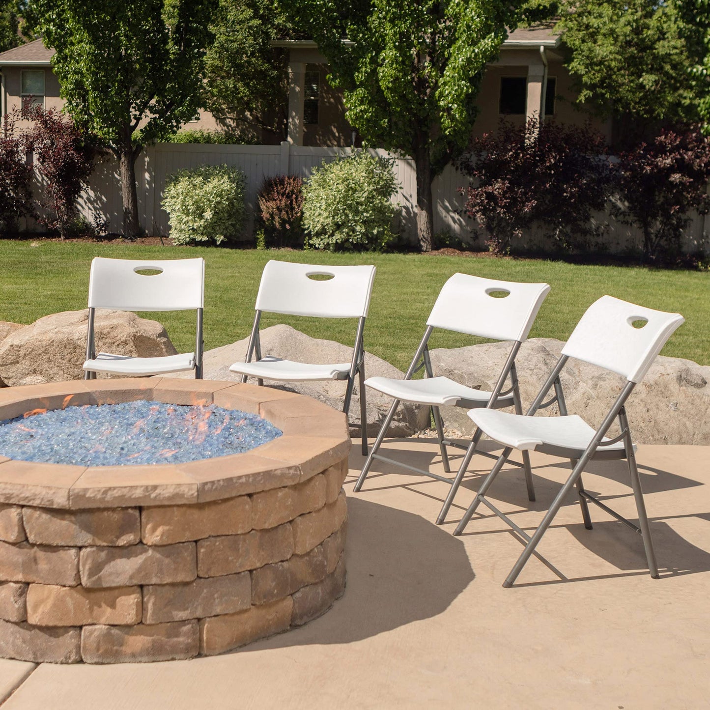 Lifetime 80739 Pack Folding Chairs, White x 4