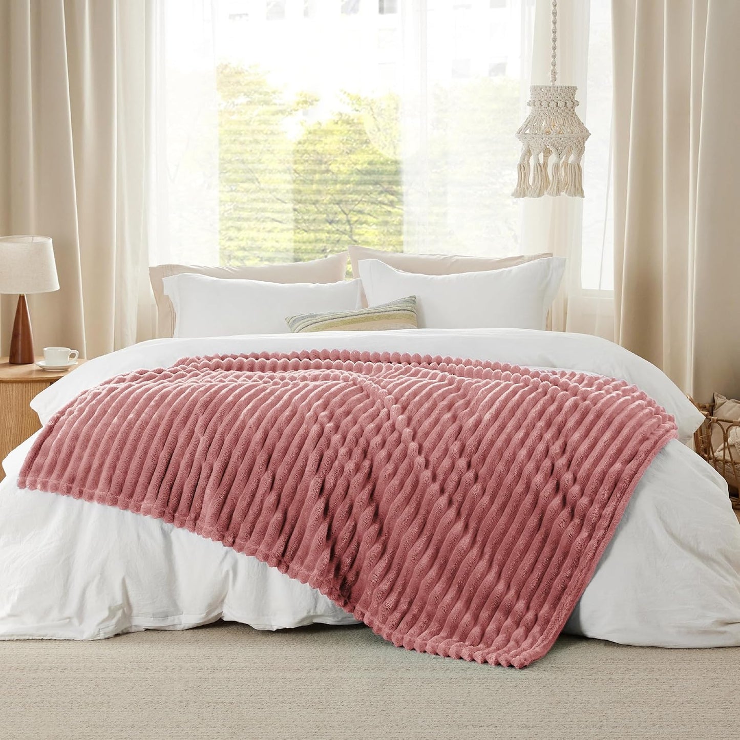Bedsure GentleSoft Twin Blanket - Cozy Dusty Pink Fleece Throw for Couch, 60x80 Inches