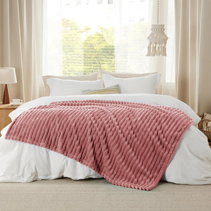 Bedsure GentleSoft Twin Blanket - Cozy Dusty Pink Fleece Throw for Couch, 60x80 Inches